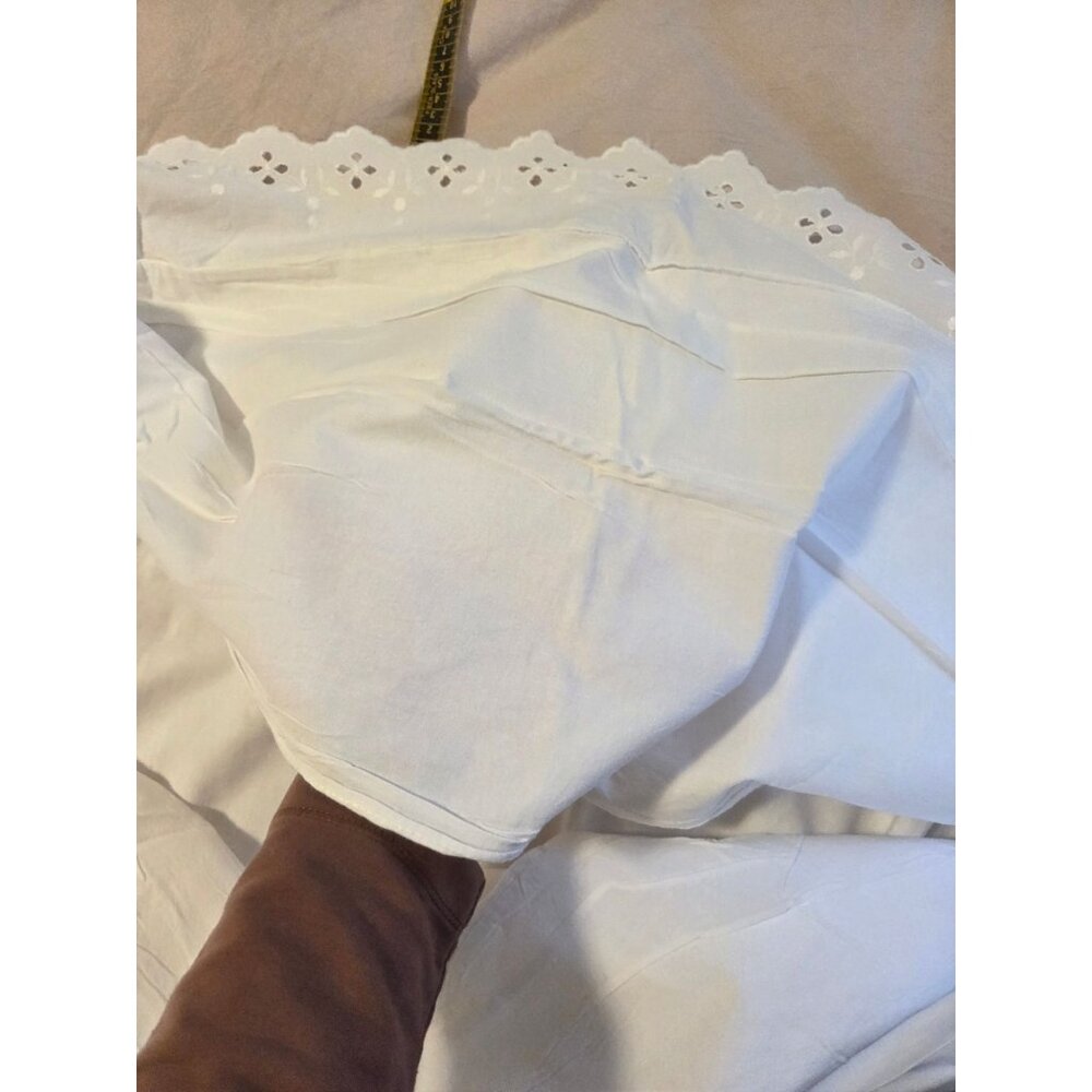 Antiq French White Cotton Duvet Cover Lace Trim 90x78 some spots - Picture 5 of 7